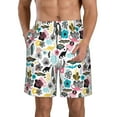 thumbnail image 2 of Uemuo Dinosaur Pattern Men's Swim Trunks Hawaiian Beach Bathing Suit Swimsuits Beach Quick-Dry Shorts with Pockets-Small, 2 of 9