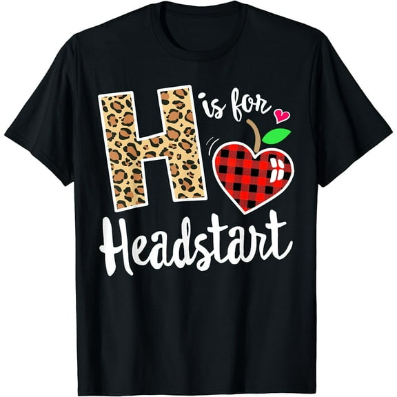 Girl First Day Headstart Leopard Plaid Back School Teacher T-Shirt Black Large