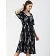 thumbnail image 3 of Moomaya V Neck Short Sleeve Printed Rayon Dress - Women's Trendy Summer Dress, 3 of 9