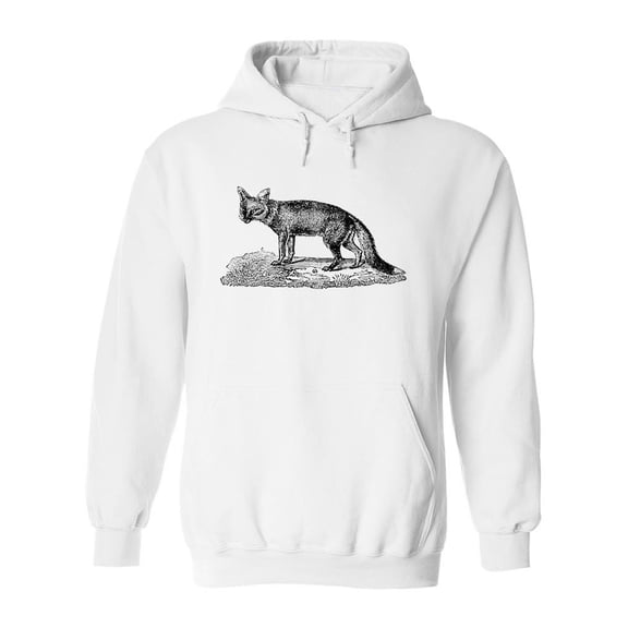 Beautiful Fox Sketch Hoodie Men - Men Hoodie, White, 2XL