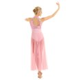 thumbnail image 2 of YEAHDOR Womens Halter Shiny Sequins Ballet Leotard Ballroom Lyrical Contemporary Dancewear Split Mesh Maxi Dance Dress Pink Medium, 2 of 7
