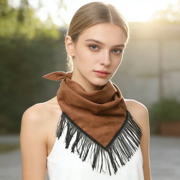 TIANZEN Western Cowboy Style Bandana Triangle Scarf With Fringe Detail For And Lightweight Silk Fashion Small Silk Scarf