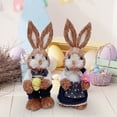 thumbnail image 3 of DAMAI Set of 2 13.8" Easter Straw Bunny Figurine Tabletop Decor, Standing Sisal Rabbit Couple Statue with Carrots&Eggs, Artificial Crafts Spring Decorations for Home Table Office Kitchen Farmhouse, 3 of 7