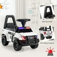 thumbnail image 3 of OLAKIDS Ride On Push Police Car, Toddler Foot-to-Floor Sliding Toy with Siren, Steering Wheel, Megaphone, Horn, Headlights, Under Seat Storage, Kids Racer Walking Gift for Boys Girls 3+ (White), 3 of 6