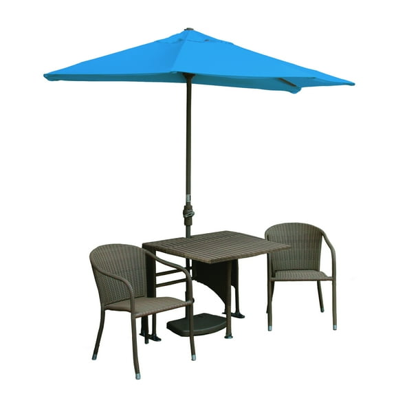All Weather Wicker Patio Table Set with Umbrella - Outdoor Furniture Set