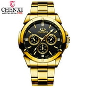 Golden Watch Men CHENXI Mens Watches Luxury Steel Band Quartz Wrist Watch Casual Dress Waterproof Clock Relogio Masculino