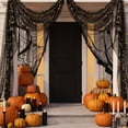 thumbnail image 2 of Halloween Mantel Scarf, 78.7 x 27.6 in Sheer Polyester Table Runner with Glitter Sequin Detail for Party Decor, 2 of 6