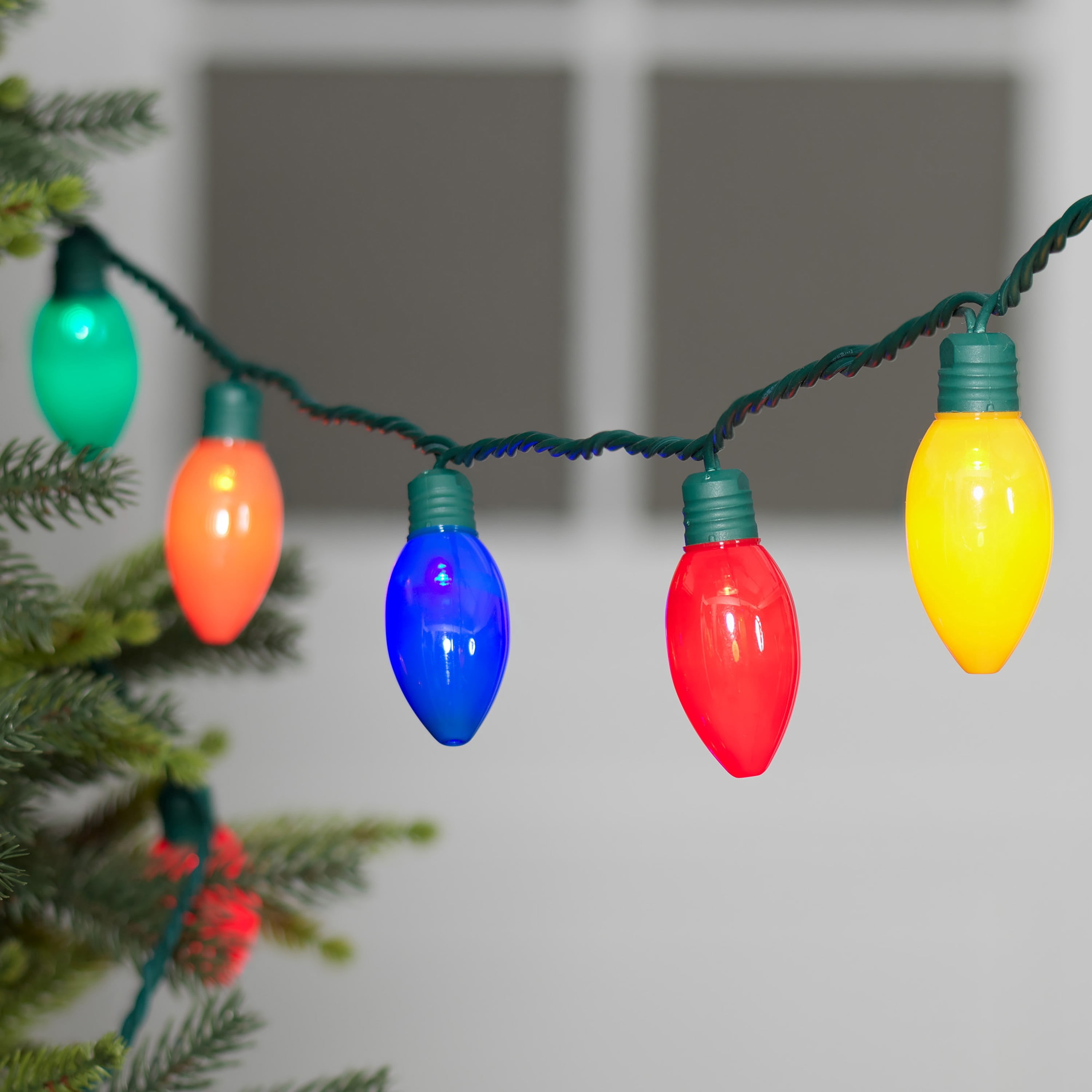 Indoor/Outdoor 100-Count LED Smooth C9 Christmas String Lights, Ceramic Multicolor, Green Wire, 57', by Holiday Time