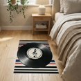 thumbnail image 3 of ODIKA 2'x3' Washable Accent Rug Disc Record Cd Vinyl Vintage Music Theme Treble Clef Center Striped for Bedroom, Nursery, RV, Pet Friendly, Bedside Mat, 3 of 7