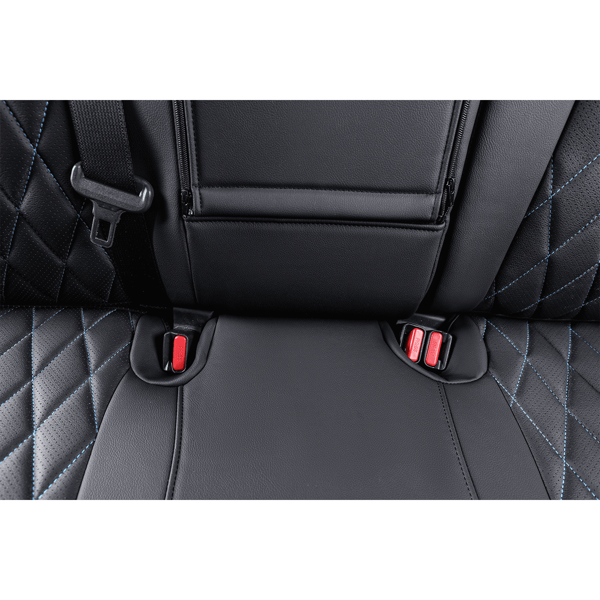 EKR RAV4 Car Seat Covers for 2019-2025 RAV4 Hybrid/Prime SE,XSE & 2025 RAV4 PHEV SE, XSE, Leather Truck Seat Cover Full Set for SUV,Faux Leather(Black with Blue Piping)
