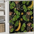 thumbnail image 6 of Orinice Cartoon monkey set shower curtain set, cute tropical forest leaves banana animals 69x72, 6 of 7