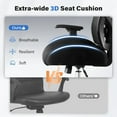 thumbnail image 5 of JONPONY 500LBS Drafting Chair, Heavy Duty Office Chair with Adjustable Lumbar Support & Footrest Ring, Comfy Extra Deep Thicken Cushion, Breathable Mesh Standing High Desk Chair, BrownA, 5 of 10