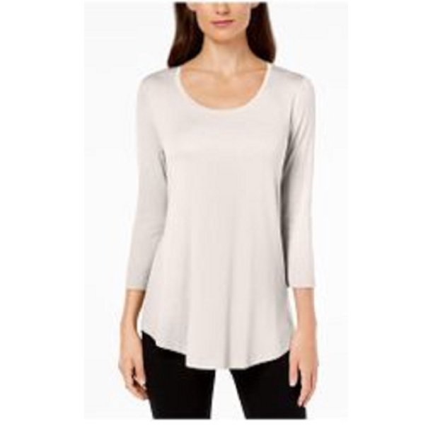 JM Collection Women's Scoop-Neck Top Dark Beige Size Large