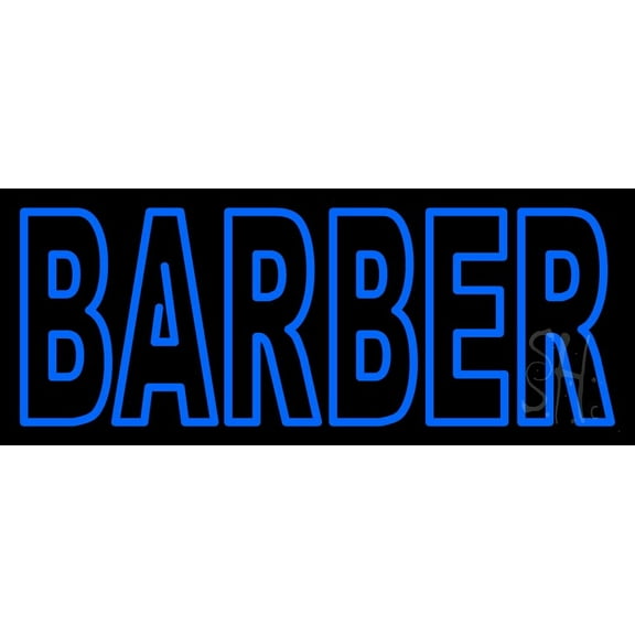 Double Stroke Barber LED Neon Sign 10 x 24 - inches, Black Square Cut Acrylic Backing, with Dimmer - Bright and Premium built indoor LED Neon Sign for Defence Force.