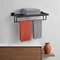 thumbnail image 5 of Matte Black Towel Rack 24'' Bathroom Towel Shelf with Double Towel Bars SUS304 Stainless Steel Wall Mounted, B6003BK, 5 of 7