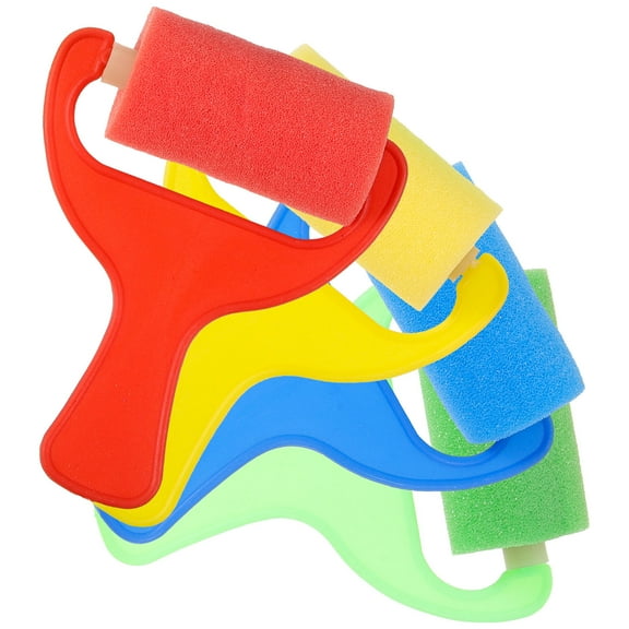 OUNONA 4 Pcs Sponge Paint Rollers Set with Brayers for Kids, Painters, and Artists - Drawing and Painting Tools