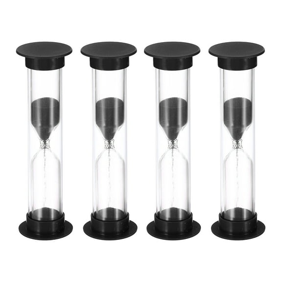 Uxcell 4 Pack 1 Minute Sand Timer Small Sandy Clock Count Down Sand Glass In Cooking Exercise 2.5 x 8.5 cm Black