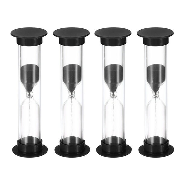 Uxcell 4 Pack 1 Minuto Temporizador de Arena Reloj de Arena Pequeño Cuenta Regresiva 2.5 x 8.5 cm Negro