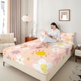 thumbnail image 4 of Homewish Cartoon Flowers 4pcs Bed Sheets For Kids Boys Girls,Dreamy Princess King Sheets,Spring Garden Super Cozy Sheet Set,Luxury Bedroom Decor, 4 of 7