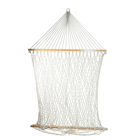 Northlight Lattice Macrame Netted Hammock with Wooden Bars - 78" x 59" - White