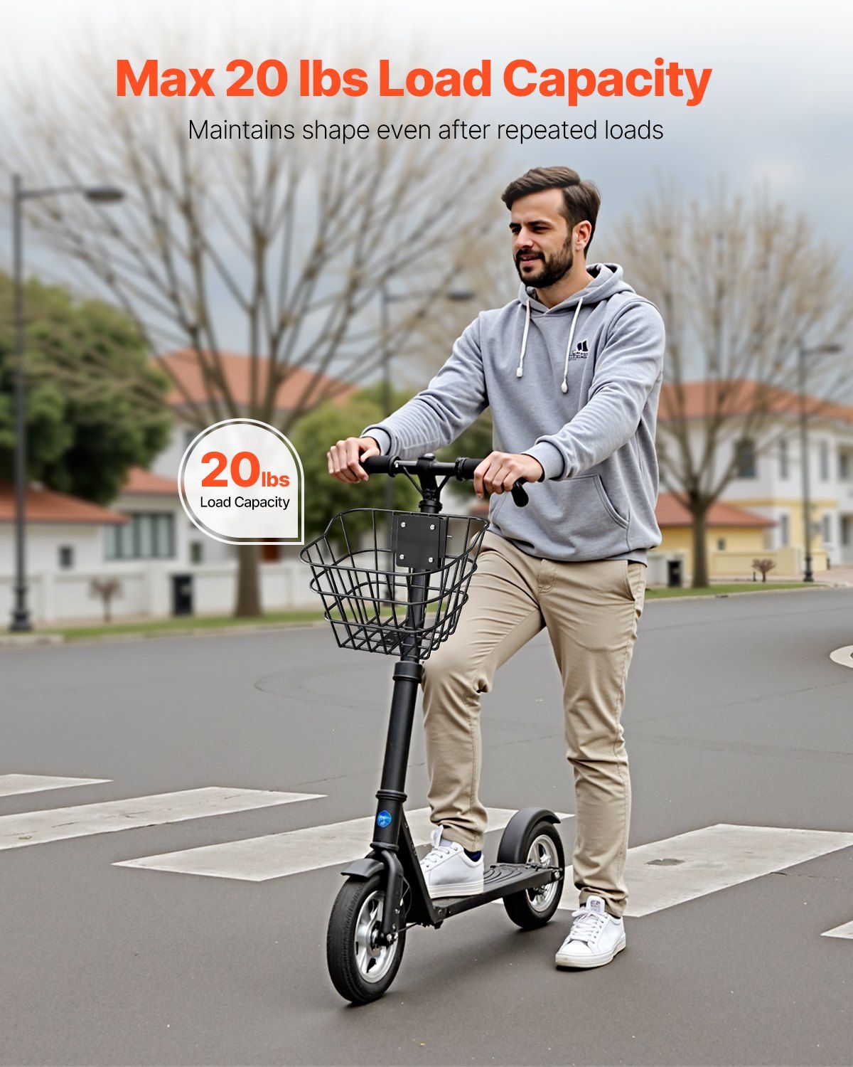 Front Bike Basket, Electric Scooter Basket with Fixed Bracket - Max Bearing 20 lbs, Construct from Solid Steel, Kids Bike Basket/Adult Bicycle Basket/Knee Electric Scooter Accessories