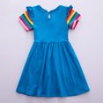 thumbnail image 6 of HWJAD Little Girls Summer Cotton Rainbow Unicorn Casual Dress Kids Short Sleeve Cartoon Dresses, 6 of 8