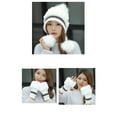 thumbnail image 4 of Winter Beanie Hats for Women Warm Knit Cap Fur Hat with Pompom Ear Cover, 4 of 6