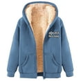 thumbnail image 3 of QATAINLAV Womens Zip Up Hoodies Casual Long Sleeve Fleece Lined Jacket Trendy Letter Graphic Print Hooded Coats Winter Warm Jacket with Pockets Navy M, 3 of 5