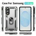 thumbnail image 2 of Dteck Case for Samsung Galaxy S25 Edge,Military Grade Drop Impact Case 360 Metal Rotating Ring Kickstand Holder Armor Heavy Duty Shockproof Cover for Galaxy S25 Edge,Silver, 2 of 7