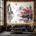 thumbnail image 6 of Traditional Wash Series with Mist Shrouded Towering, Serene Japanese Inspired for Japanese Art Lovers, Wall Decor, Housewarming Gift, Tapestry Wall Hanging for Dorm and Living Room, 6 of 7