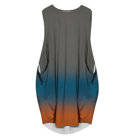 

Dresses for Women 2022 Prom Dress Women Summer Sleeveless Loose Print Pocket Round Neck Leisure Dress Plus Size Dress Summer Dresses for Women 2022 Maxi Dress Savings Clearance Deals Gray M