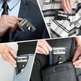 thumbnail image 2 of Cartera para hombre con soporte, cartera delgada y minimalista con bolsillo frontal para bloquear cartera con ventana de identificación (negro mate de paja), 2 of 5