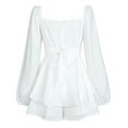 thumbnail image 6 of Patlollav Womens Solid Long Sleeve Ruffles Bandage Short Jumpsuits, 6 of 6