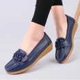 thumbnail image 2 of Xfvqtps Loafers for Women Micro Wedge Low Heel Slip on Bow Decor Close Toe Soft Sole Comfortable Non Slip Walking Casual Shoes Navy, 2 of 6