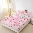 thumbnail image 3 of Manfei Pink Cherry Bow Full Size Sheets For Girls,Cartoon 3D Letter A Initial Bed Sheets For Kids,4 Pieces, 3 of 6