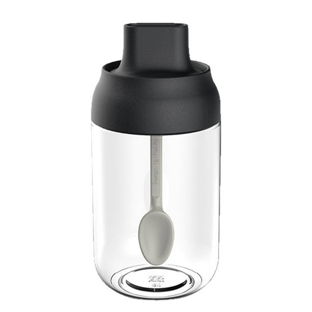 Especiero con cuchara integrada, taza de vidrio para especias, recipiente hermético para especias, juego de especias de cocina, especiero de cocina, especiero de mesa, moderno,Wsvlmg