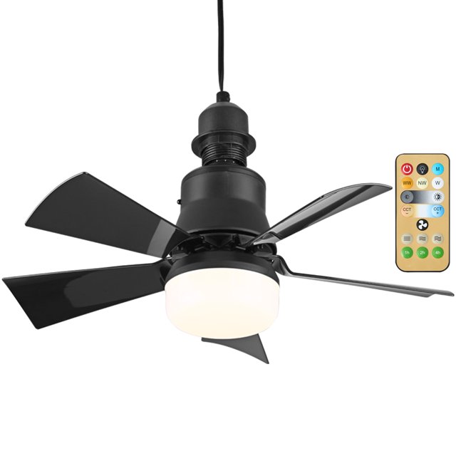Ventiladores de techo con tornillo y luz, control remoto, base E26, ventilador de techo pequeño regulable