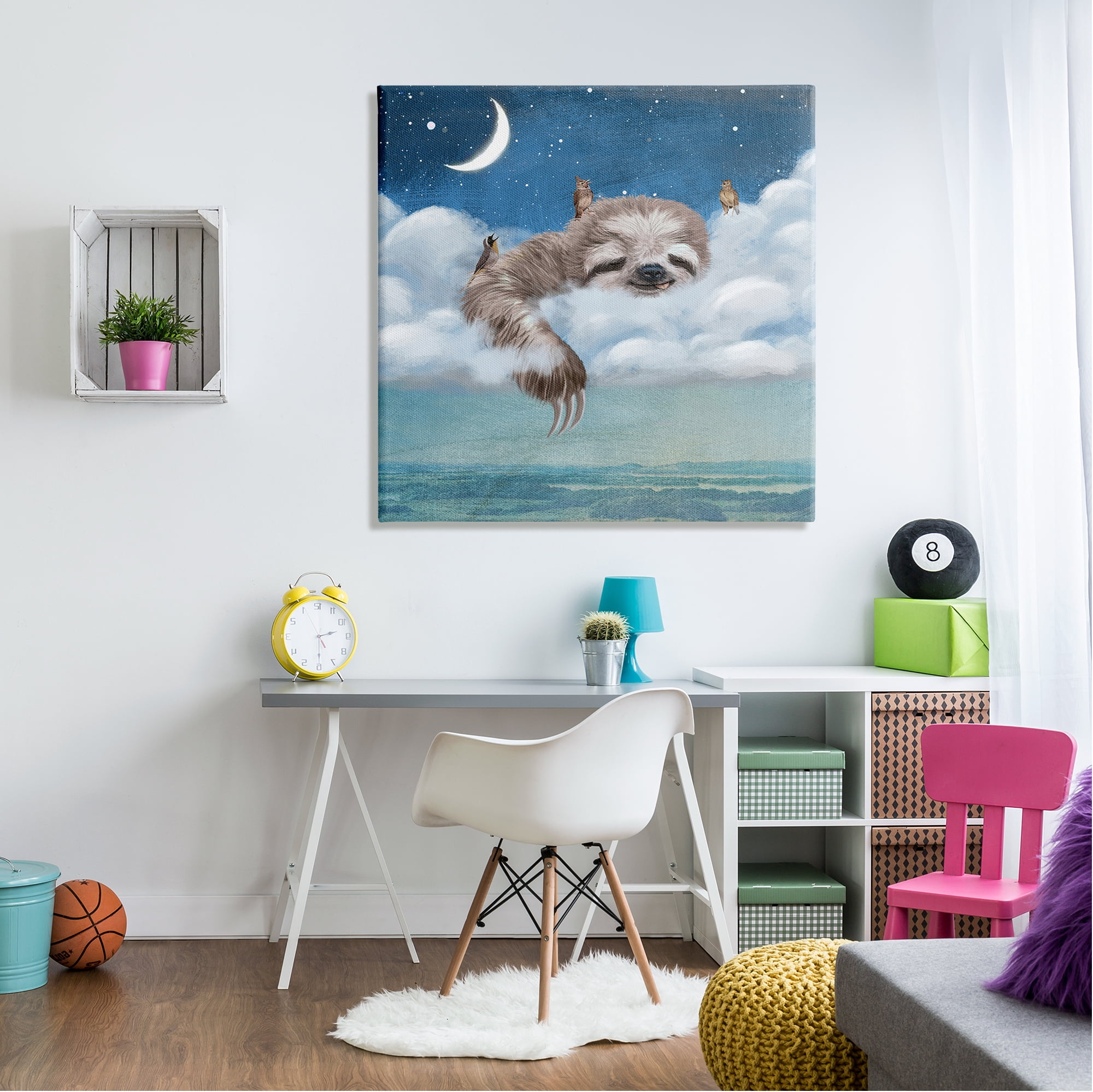 Stupell Industries Sloth Asleep in Clouds Animals & Insects Painting Gallery Wrapped Canvas Art Print Wall Art, 36 x 36