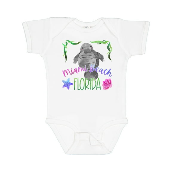 Inktastic Miami Beach Florida Cute Swimming Manatee Boys or Girls Baby Bodysuit