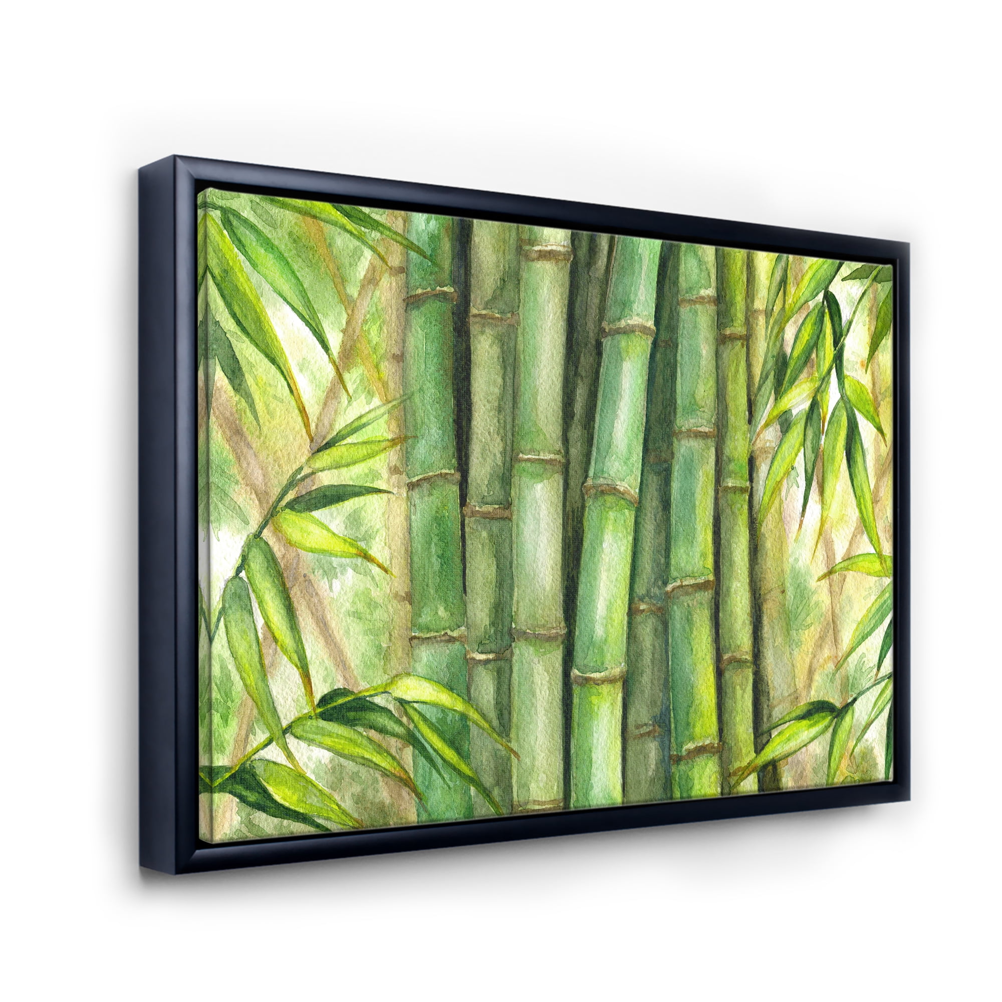 Designart 'Bright and Green Bamboo Stems' Transitional Framed Canvas Wall Art Print