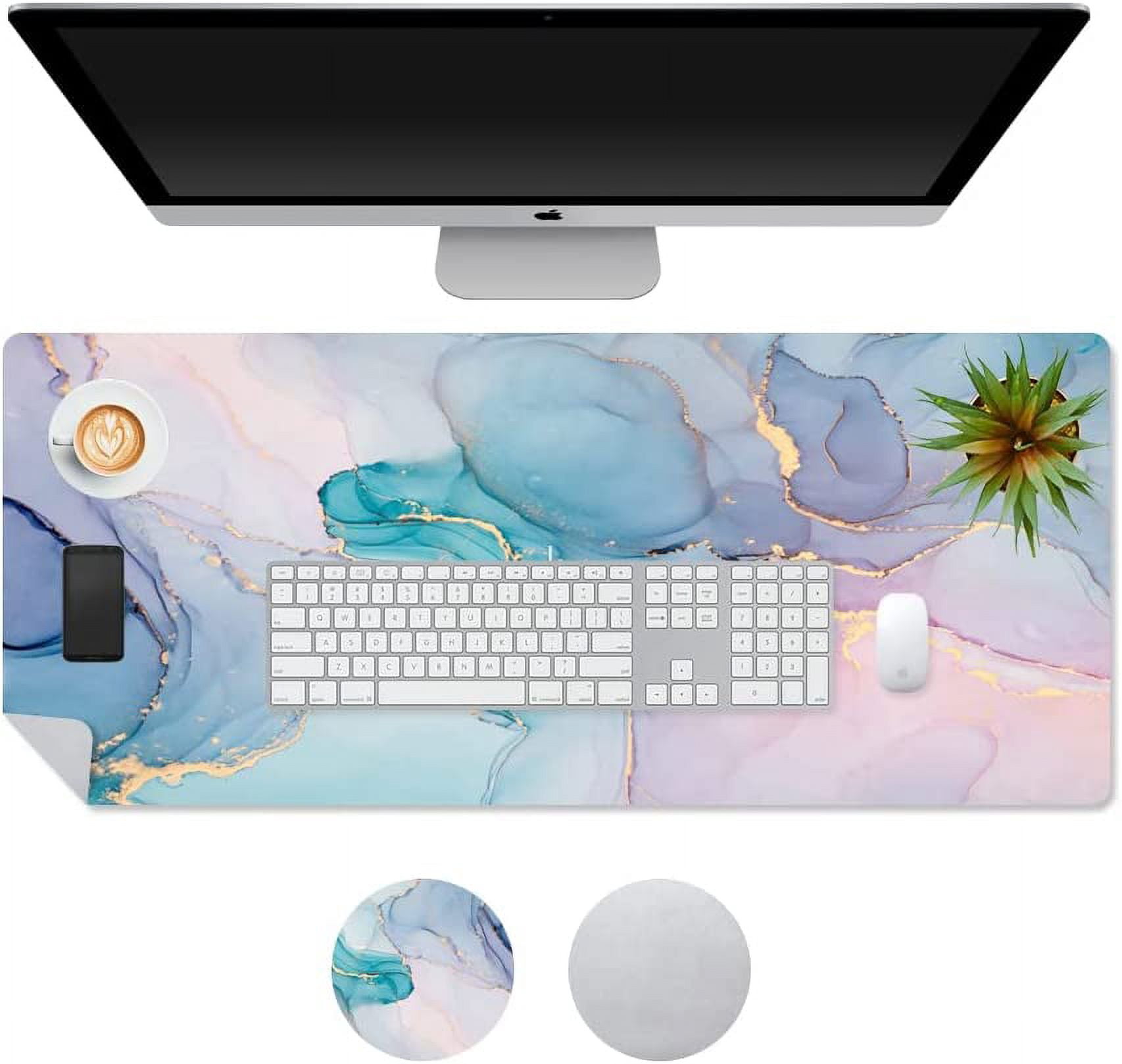 Large Mouse Pad, PU Leather Desk Mat for Desktop, Waterproof Gaming Desk Pad, Marble Painting Full Desk Accessories Keyboard Mousepad, Home & Office Décor 31.5" x 15.7" - Abstract Fluid Art