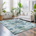 thumbnail image 3 of Large Area Rugs 6'x9', Green Blue Botanical Carpet Runner Indoor Outdoor Rugs Home Decor Aesthetic, Watercolor Vintage Leaves Non Slip Mats Washable Accent Rug for Living Room Bedroom, 3 of 8
