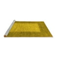 thumbnail image 2 of Ahgly Company Machine Washable Indoor Round Abstract Yellow Modern Area Rugs, 5' Round, 2 of 4