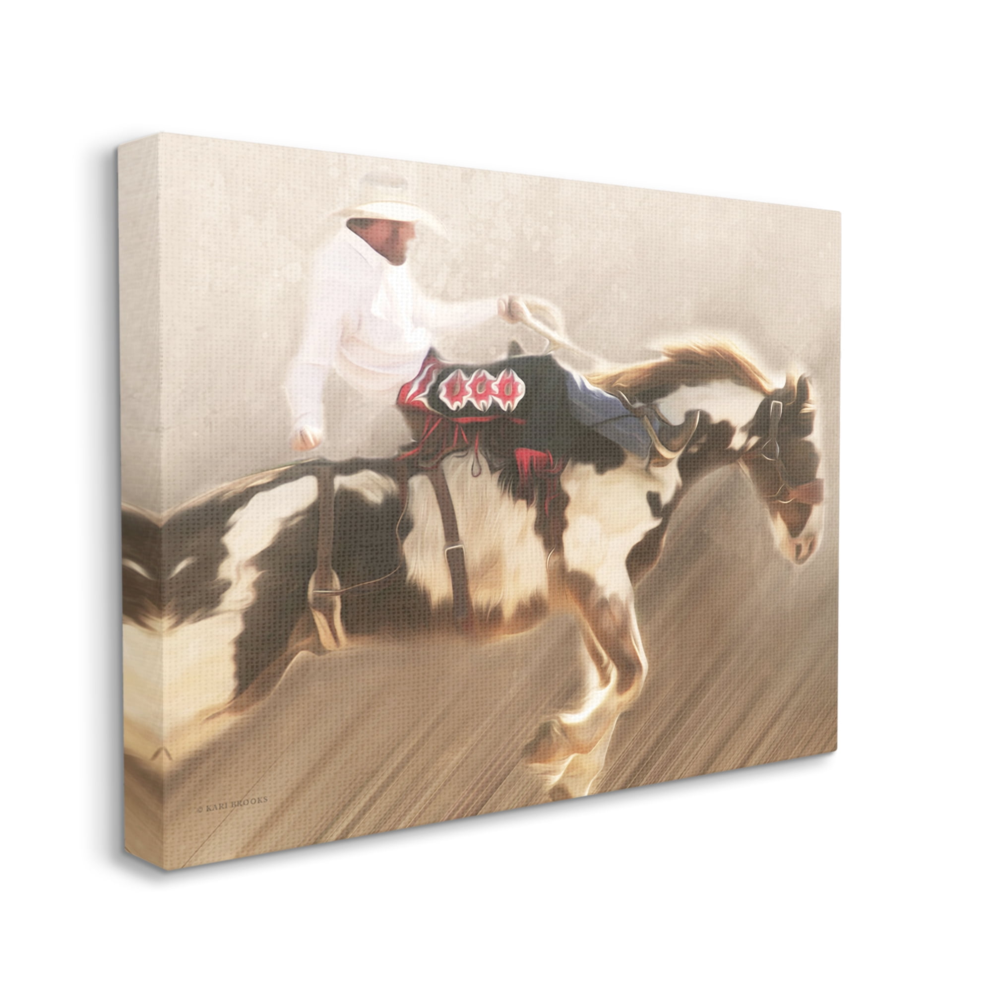 Stupell Industries Cowboy Riding Horse Animals & Insects Painting Gallery Wrapped Canvas Print Wall Art, 48 x 36