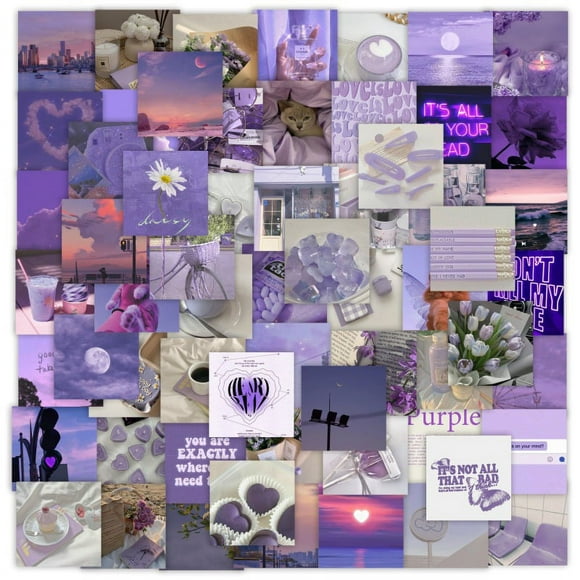 Jinsinto 63 Packs Purple Girl Heart Stickers Kawaii Aesthetic Trendy Vinyl Sticker Waterproof
