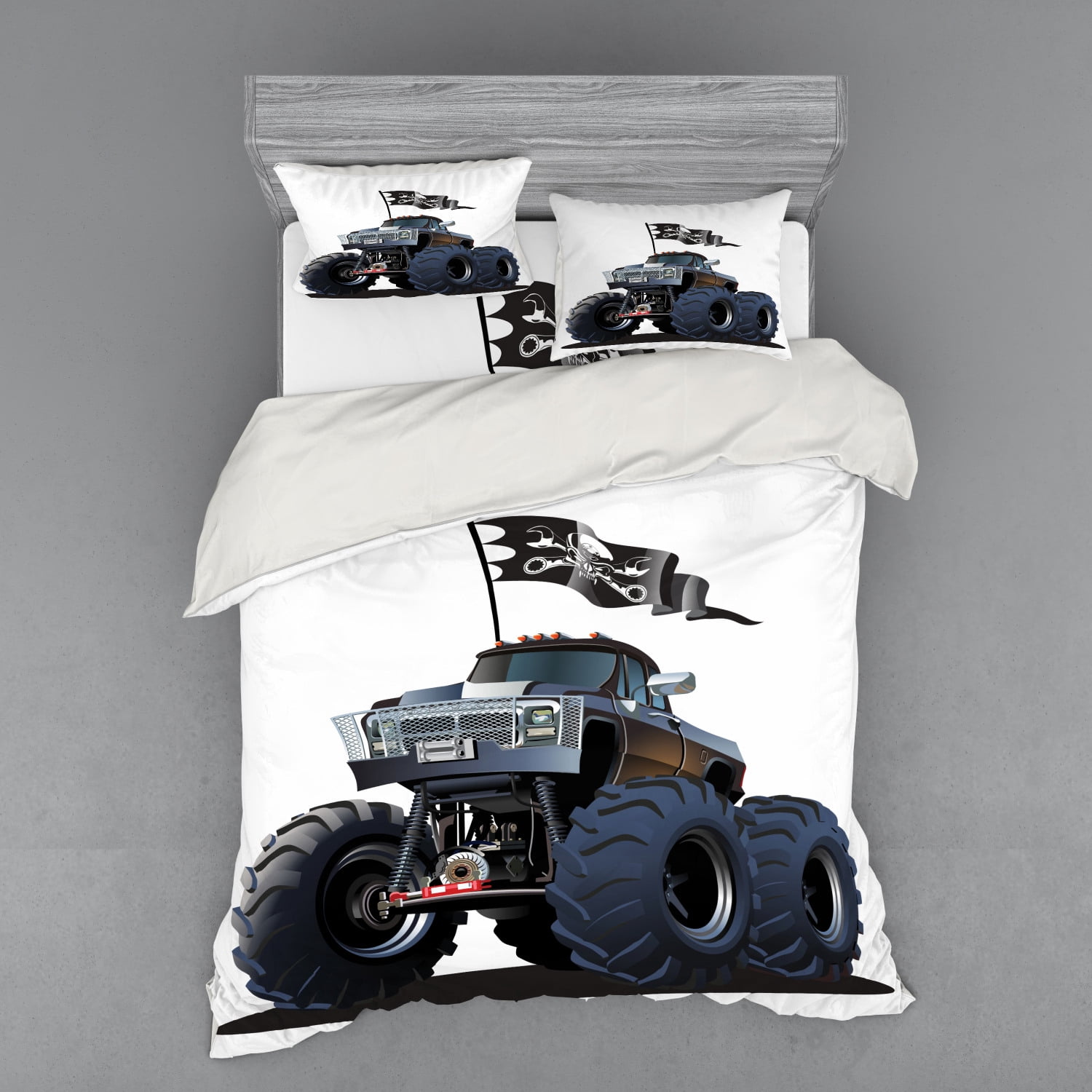 Cars Duvet Cover Set, Popular Large Suspension Monster Truck Dead Skull