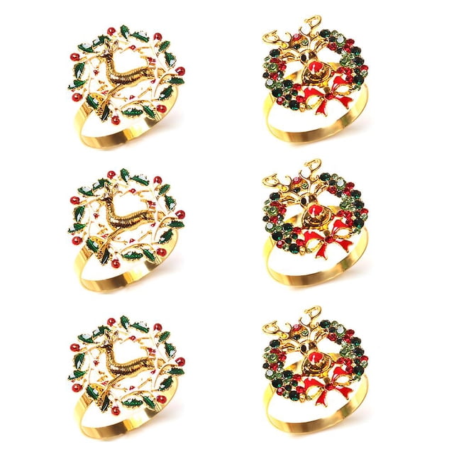 Servilleteros para árbol de Navidad, lindo mini servilletero para mesa, soporte para hebillas de servilleta de invierno para Acción de Gracias, Navidad, reunión familiar, T