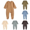 thumbnail image 4 of Mnyotv Baby Fall Winter Clothes Zipper Cotton Unisex Rompers Solid Long Sleeve Jumpsuits for Infants Size 0-3 Months, 4 of 6