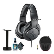 Audio-Technica ATH-M20x Professional Studio Monitor Headphones, Black (AUD ATHM20X) + Microfiber Cleaning Cloth + Headphone stand + XPIX HEADPHONE CASE + Goby Labs Headphone Cleaner 4 fl oz