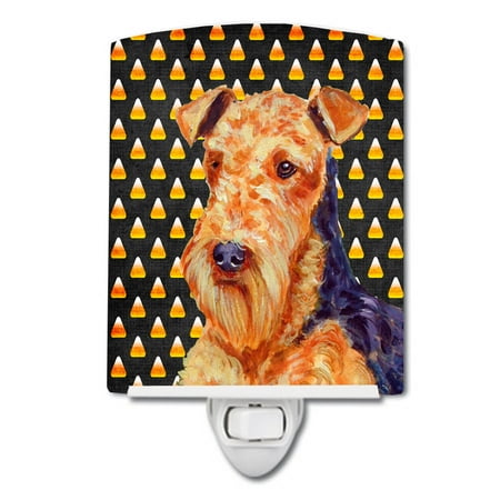 

Caroline s Treasures LH9077CNL Airedale Candy Corn Halloween Portrait Ceramic Night Light 6x4x3 multicolor